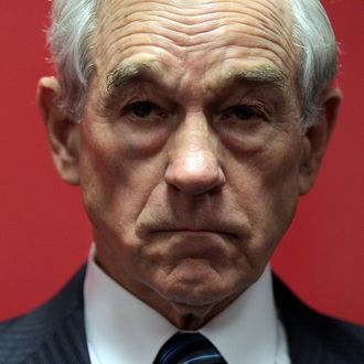 NEWTON, IA - DECEMBER 28: Republican presidential candidate U.S. Rep Ron Paul (R-TX) looks on before the start of a town hall meeting at the Iowa Speedway on December 28, 2011 in Newton, Iowa. With less than one week to go before the Iowa caucuses, Ron Paul is trying to maintain his lead as he campaigns through Iowa. (Photo by Justin Sullivan/Getty Images)