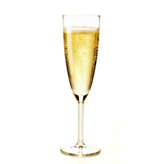 A glass of sparkling champagne.