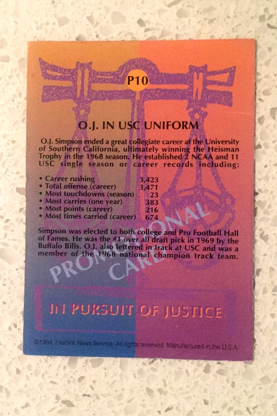 NFL OJ Simpson Signed Trading Cards, Collectible OJ Simpson Signed Trading  Cards