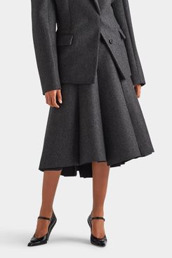 Prada Cloth Wide Pleated Midi Skirt