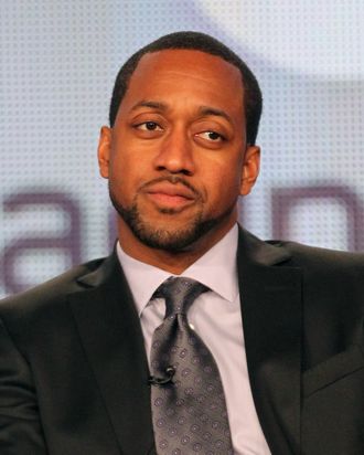 Host Jaleel White speaks onstage during SyFy's 'Total Blackout' panel during the NBCUniversal portion of the 2012 Winter TCA Tour