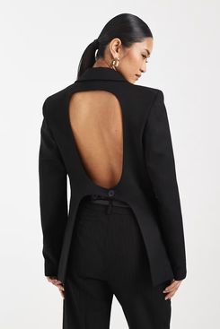 ASOS DESIGN Cinched Waist Blazer with Cut Out Back