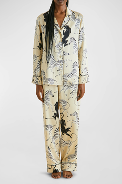 Luxury Pattern Sleep Pajamas, Women's Luxury Silk Pajamas