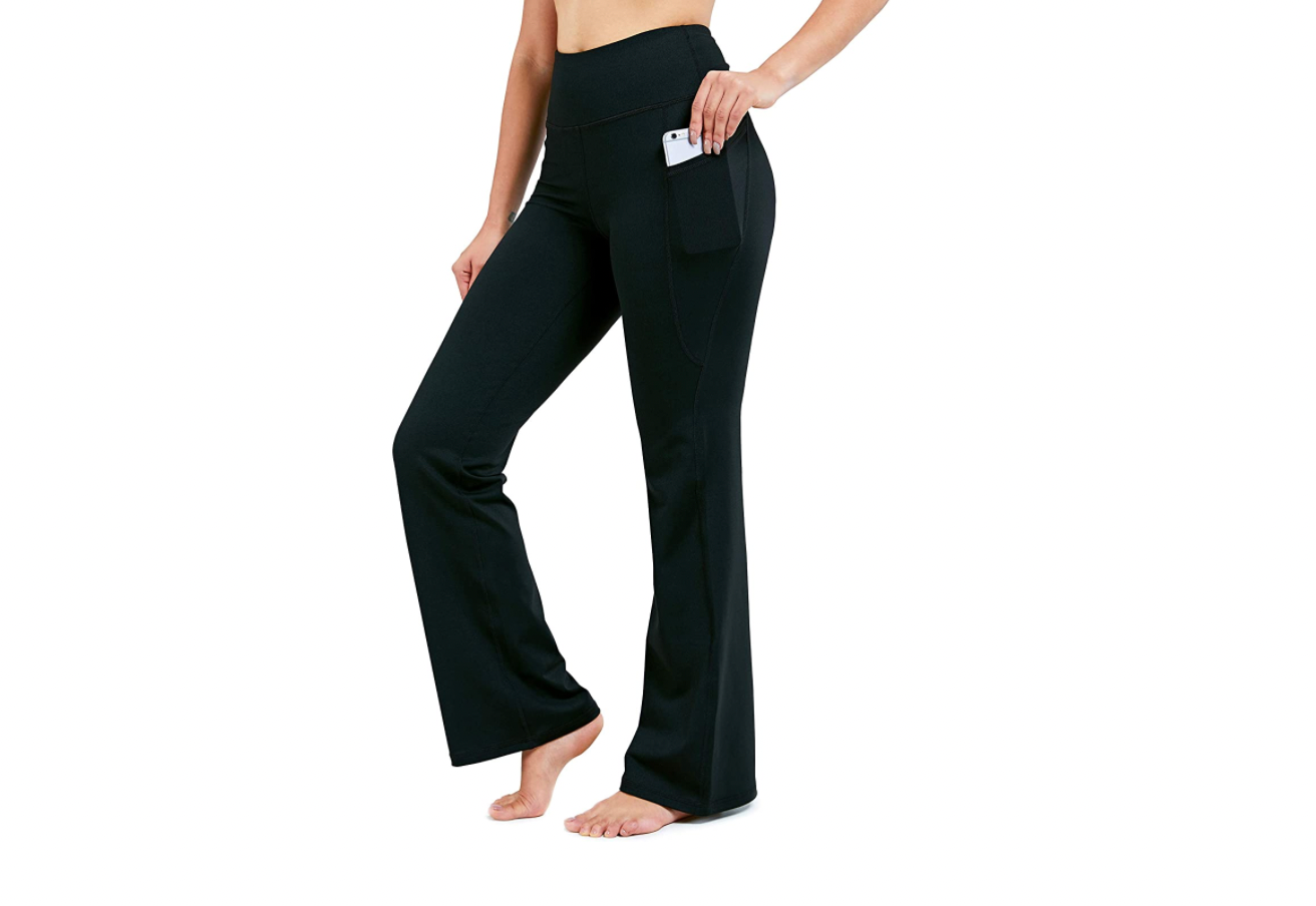 Womens Foldover YOGA Pants Comfy Lounge Flare Leg Long Fitness  Workout Gym USA