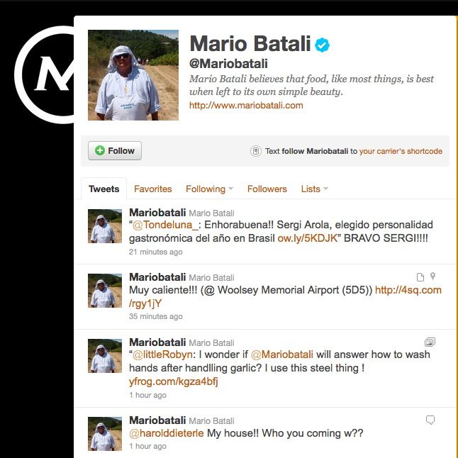 Batali's Twitter feed, in snapshot form.