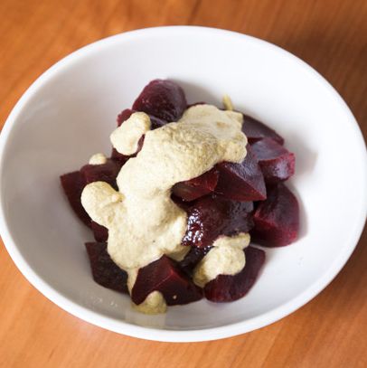 Marinated beets with pistachio coulis.