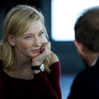 Cate Blanchett speaks with Sydney Theatre Company Artistic Director, Andrew Upton during the launch of 'Suncorp Twenties', a new theatre ticketing initiative on May 10, 2013 in Sydney, Australia. 