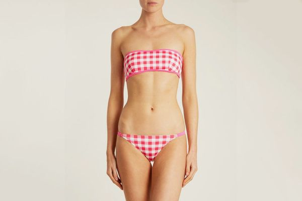 Solid & Striped Kate Bandeau Gingham Bikini Top
