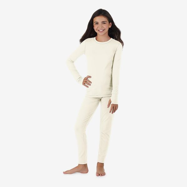 Cuddl Duds Girls Cold Weather Fleece-Lined Thermal Underwear 2-Piece Set