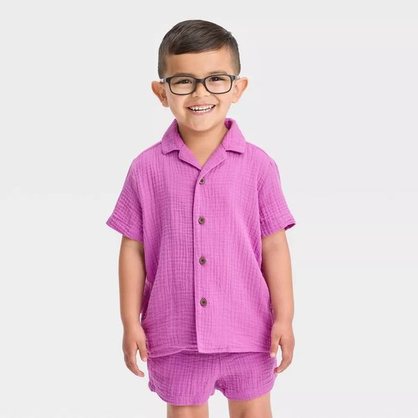 Cat & Jack Toddler Short Sleeve Gauze Woven Shirt