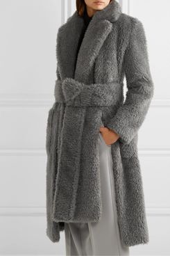 Helmut Lang Belted Faux Fur Coat