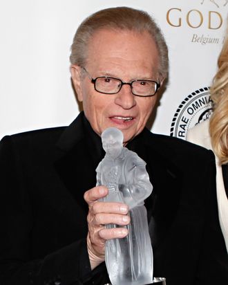 NEW YORK, NY - NOVEMBER 14: TV personality Larry King honored at the 2011 Friars Club Testimonial dinner gala at the Sheraton New York Hotel & Towers on November 14, 2011 in New York City. (Photo by Cindy Ord/Getty Images)