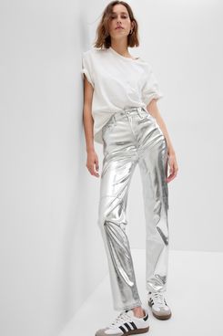 Gap High Rise Vegan Leather Cheeky Straight Pants