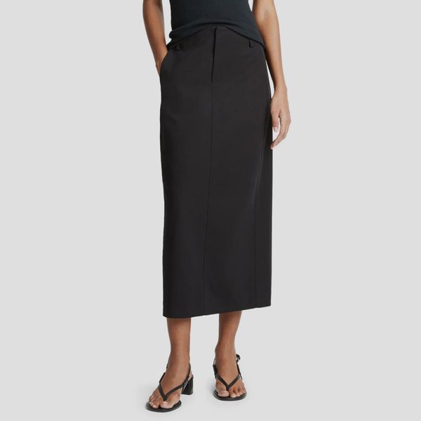 Vince Straight Fit Stretch Cotton Midi Skirt