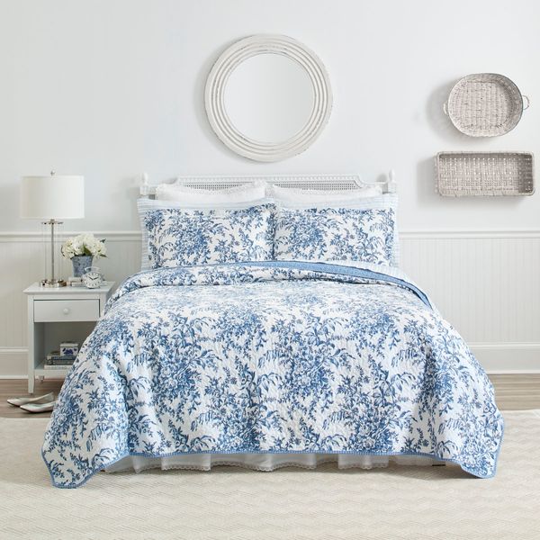 Laura Ashley Bedford Cotton Reversible Quilt Set