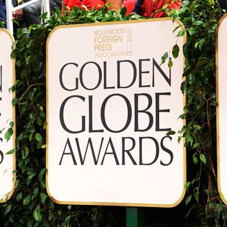 Signage displayed at the 69th Annual Golden Globe Awards held at the Beverly Hilton Hotel on January 15, 2012 in Beverly Hills, California.