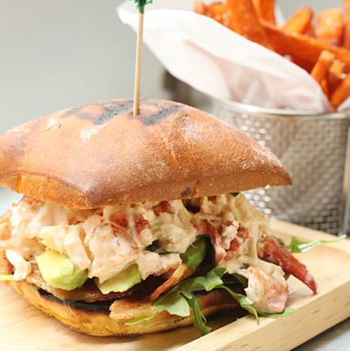 Avocado, crispy pancetta, arugula, sweet-potato fries