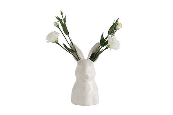 Creative Co-op White Ceramic Rabbit Vase