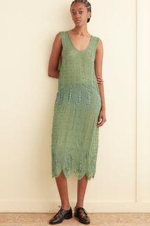 Bode Beaded Grid Vine Dress