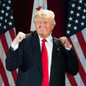 Republican presidential candidate Donald Trump gestures during a rally at the San Jose Convention Center in San Jose, California on June 2, 2016. 