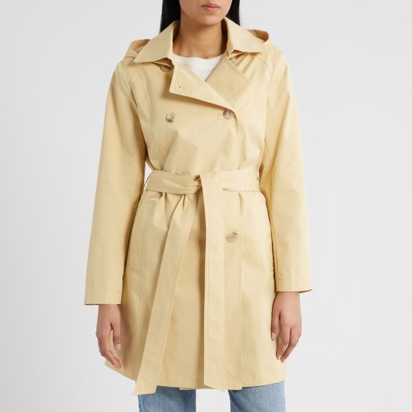 Sam Edelman Hooded Belted Double Breasted Trench Coat