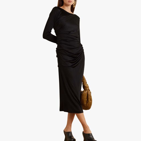 Dries Van Noten Gathered Stretch-Jersey Midi Dress