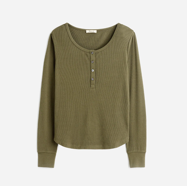 Madewell Waffle-Knit Scoopneck Henley Tee