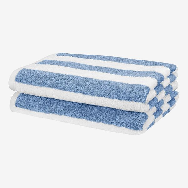 AmazonBasics Cabana Stripe Beach Towel - Sky Blue, Pack of 2