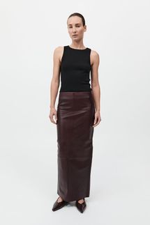 St. Agni Leather Column Skirt