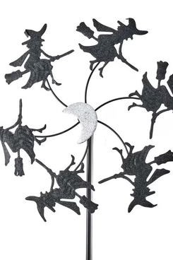 Place & Time 36” Halloween Black Metal Flying Witches Yard Stake