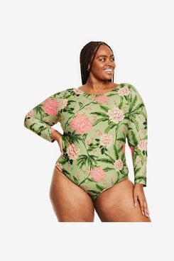 Agua Bendita x Target Women's Large Peony Print Long Sleeve Medium Coverage One Piece Swimsuit