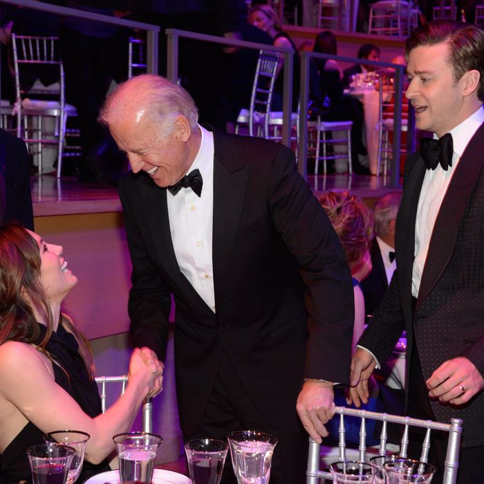 Jessica Biel, Vice President of The United States Joe Biden and Justin Timberlake attend TIME 100 Gala, TIME'S 100 Most Influential People In The World at Jazz at Lincoln Center on April 23, 2013 in New York City.