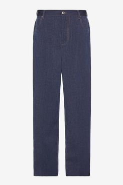 Bottega Veneta Melange Wool Cotton Drill Straight Trousers