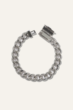 Quince Silver Bold Cuban Curb Box Clasp Bracelet