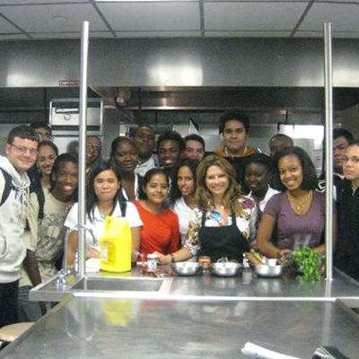 Food Network's Ingrid Hoffman with some of the students.