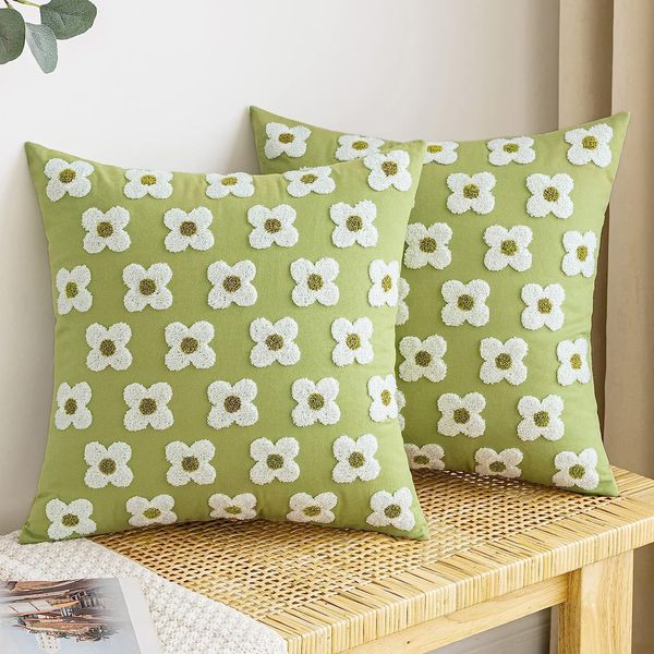 Emema Decorative Throw Pillow Covers Daisy Jacquard