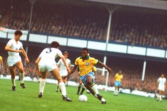 Soccer star Pele in action during World Cup competition