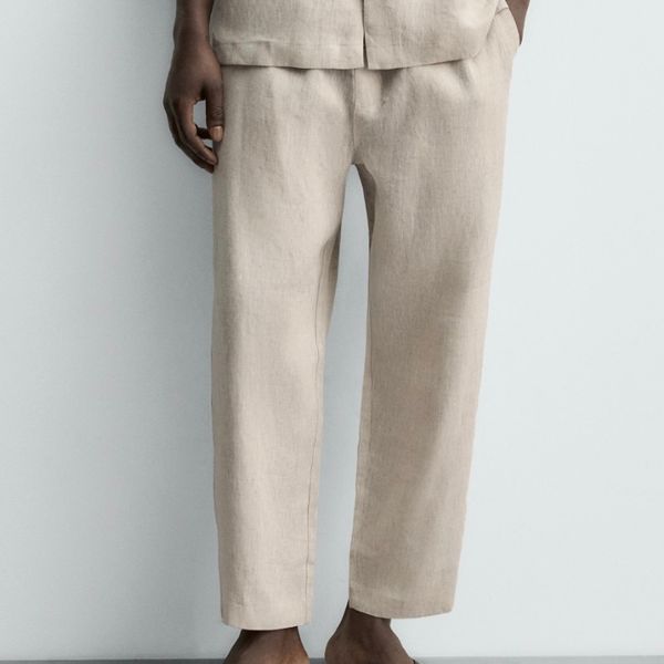 Zara 100% Linen Relaxed Fit Pants