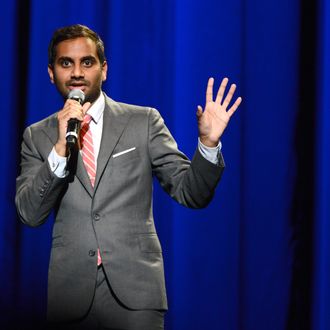 Comedian Aziz Ansari performs onstage the WE HATE HURRICANES Comedy Benefit For AmeriCares at Club Nokia on December 10, 2012 in Los Angeles, California. 