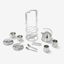 Melissa & Doug Stainless Steel Tea Set With Storage Stand