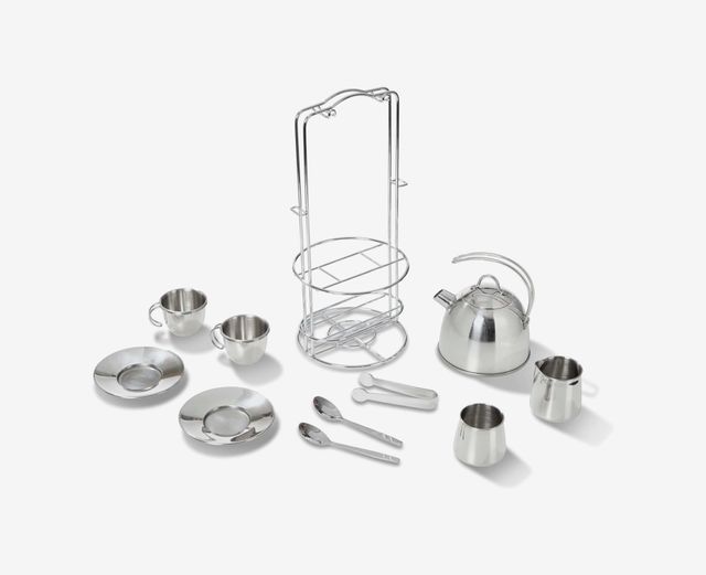 Melissa & Doug Stainless Steel Tea Set With Storage Stand