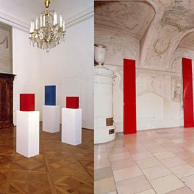 Installation view of the 1995 solo exhibition John McCracken at Hochschule für Angewandte Kunst, Vienna