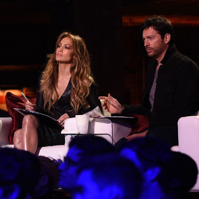 AMERICAN IDOL XIV: L-R: Judges, Keith Urban, Jennifer Lopez and Harry Connick, Jr, at House of Blues for the IDOL SHOWCASE airing Wednesday, Feb. 18 (8:00-9:01 PM ET/PT) and Thursday, Feb. 19 (8:00-9:00 PM ET/PT). CR: Michael Becker / FOX. ? 2015 FOX Broadcasting.