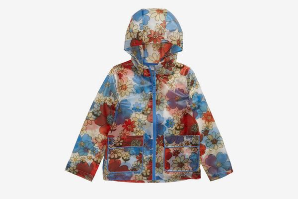 Mini Boden Floral Print Translucent Waterproof Raincoat