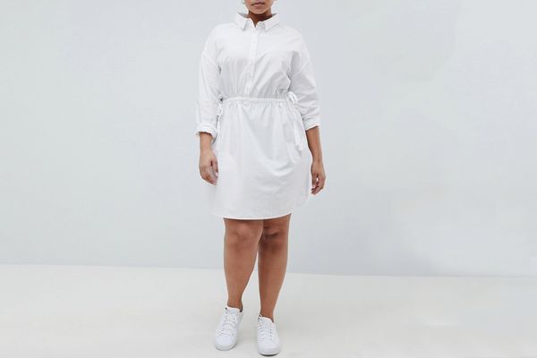 ASOS CURVE Cotton Shirt Dress with Ruching