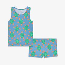 Primary Kids Swim Tank & Shortie Set in Swimming Turtles