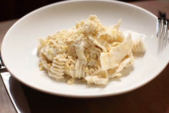 Radiatore with parsnips, pecorino, and black pepper.