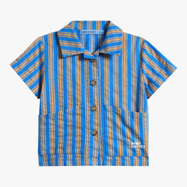 Bobo Choses Hairline Stripe Cotton Button-Up Shirt