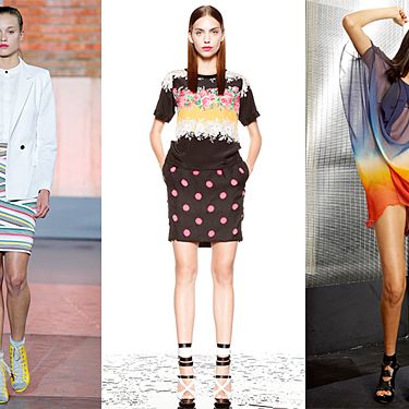 From left: new resort looks from Band of Outsiders, Prabal Gurung, and Nicole Miller.
