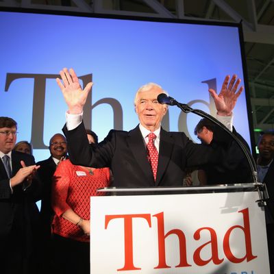 JACKSON, MS - JUNE 24: U.S. Sen. Thad Cochran (R-MS) speaks to supporters during his 